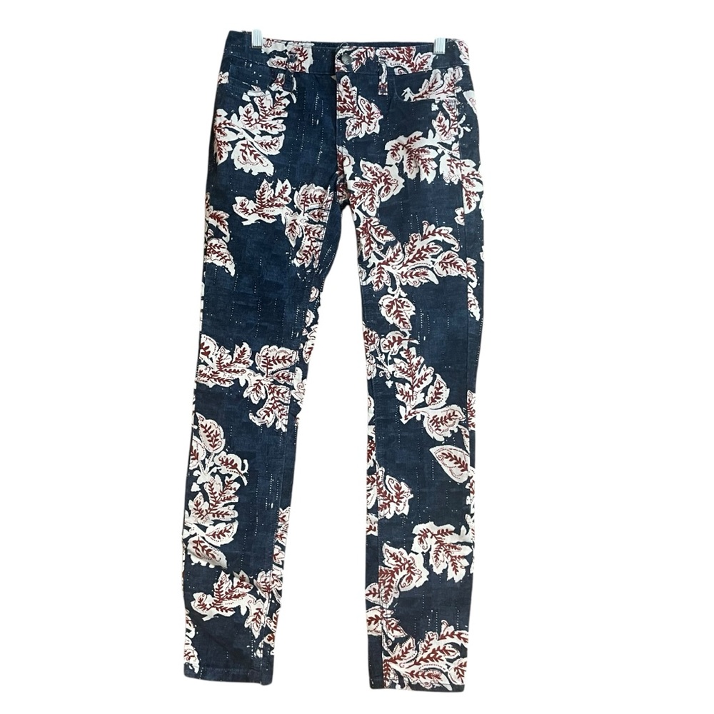 Free People Navy and White Floral Skinny Pants